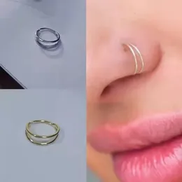 Nose Rings Studs 50pcsLot Steel Two Open Bend Seamless Smoothly Septum Hoop Ring Earring Body Lip Piercing 20G 230325