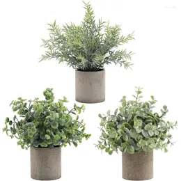 Декоративные цветы 3pcs/Set Mini Potted Artificial Plants Eucalyptus Faux Rostearar