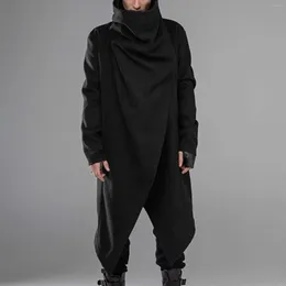 Herrenjacken Herren Party Street Trend Cosplay Umhang Hoher Kragen Persönlichkeit Einfarbig Dunkler Stil Knopfmantel Windumhang