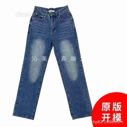 Jeans pour femmes Designer 2023 printemps nouvelle poche arrière rouge vert ruban taille haute chaîne décorative Denim jambe droite pantalon femmes Z0MY