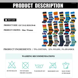 Herrstrumpor Herrarna Mens Casual Gentleman Color Puzzle Happy Style Stripe Business Funny Party Dress Cotton Women Sock Christmas