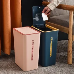 Waste Bins Garbage Can Square Waste Toilet Trash Bin with Lid Kitchen Garbage Basket Bathroom Home Recycling Compost Dustbin Rubbish Cube 230325