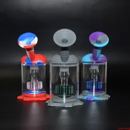 Silicone Water Pipes Silicon Bubbler Detachable Glass Bong Recycler Dry Herb Dab Wax Rig Tobacco Smoking Oil Burner Pipes