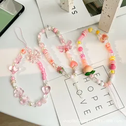 Favor favor a festa doce, cadeia de telefones celulares romântico ROM Pink Bow adorável charme de miçangas meninas de pulseira capa de lanyard acessórios de cordão