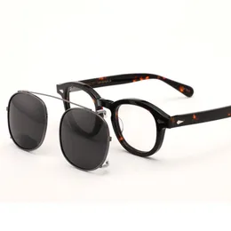 サングラスフレームJohnny depp GlassesMen Clip on Polarized Len Brand Vintage Acetate Frame Top Quality 230325