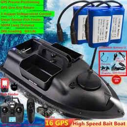 ElectricRC Boats 16 GPS Point Intelligent Return 3 Hopper Fishing Bait 500M 6H LCD Screen Fish Finder Remote Control 230325