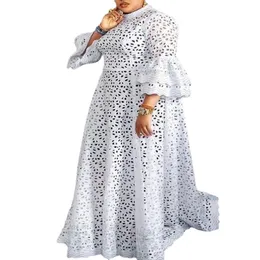 Ethnische Kleidung afrikanische Kleider für Frauen hohl aus elegantem muslimischen Mode Abayas Dashiki Robe Kaftan Long Maxi Kleid DFGT 230324
