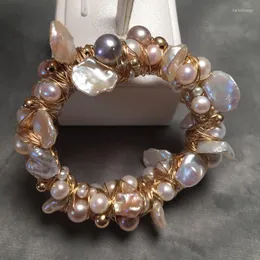 Bangle Lady Pearl Bracelet Handmade Baroque Wreath Opening Year Gift Designer Style Postage