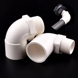 Vattningsutrustning 1 st 20 25 32mm till 1/2 "3/4" 1 "Vit PVC Male Thread 90 Degrees Elbow Equal Reducer Coupling Garden Irrigation Adapter