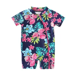 Swim Wear Ere Swimsuit Bathers Tryckta barnflickor Badkläder Sun Protection Swimming Surs Toddler Sunsuit Kids Beachwear 230325