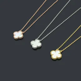 Young stylish 15mm flower pendant 18K gold rose silver necklace 316L Stainless Steel ceramic black white red green pink blue Love Jewelry Women girl 46cm extender 4cm