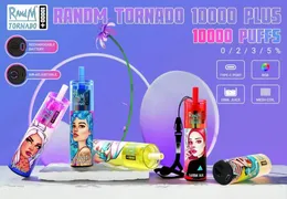 Randm Tornado de Randm 10000 Plus Puffs Disponível E Cigarros 20ml 850mAh Sistema de imprensa Bobina RGB RGB Luz de vape kit
