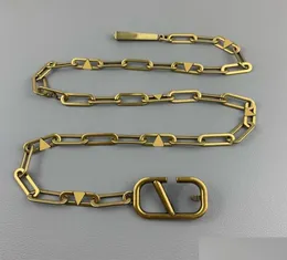 Belts Designers Designer Chains Fashion Luxury Designer Link Belt for Women Letter V Buckle Waist Chain Vintage Gold Welband Bronz9159588