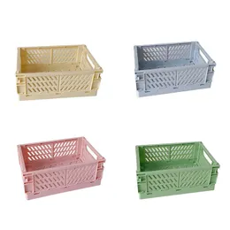 Förvaringslådor BINS 4 Färg Organiserande förvaringskorgar Fall Fällbar student Desktop Basket Tape Stationery Plastic Foldbar Container Lagring Box P230324