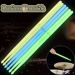 1 Pair 5A Luminous Drum Stick Drum Accessories Nylon Fluorescent Drumsticks Glow in The Dark Bright Light Musical Instruments