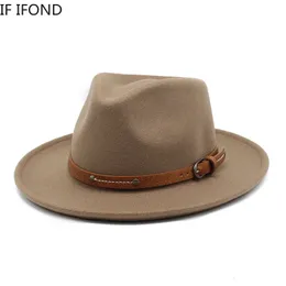 Chapéus de aba gotas de lã vintage fedora de feltro macio para homens mulheres outono inverno curvo jazz gentleman gentleman vistar bap 230325