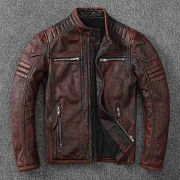 Motocicleta Faux de couro masculino Jaquetas vintage Men Jacket 100 100 Genuine Cowhide Coat Machoer Machoer Roupas Autumn Asian Tamanho S5XL M696 ZXDAS 230324