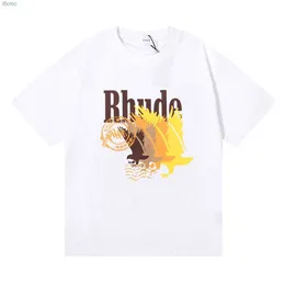 Camisetas para hombres Rhude Verano Camisa para hombre Diseñador Priting Moda Simple Ppure Algodón Hombres Camisas EE. UU. Tamaño S-XLRSF6