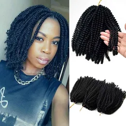 8" Black Spring Twist Braiding Hair Synthetic Long Extension Crochet Braids Hair Ombre Nubian Spring Pre Twist Hair