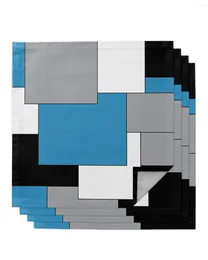 Tovagliolo da tavola 4 pezzi Blu Nero Grigio Mosaico Arte astratta Quadrato 50 cm Decorazione di nozze Panno Cucina Cena Tovaglioli