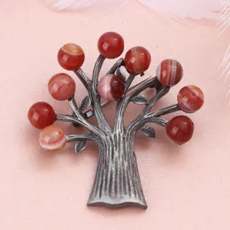 Броши булавки Farlena Jewelry Vintage Stone Beads Brooch Natural Agate Tree для женщин