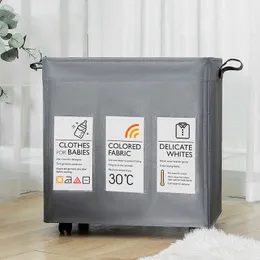 Storage Boxes Bins 120L Laundry Basket Sorter Toy Storage Room Organizer 3-Bag with Card Pocket Fabric Handle Waterproof Cesto Ropa Sucia P230324