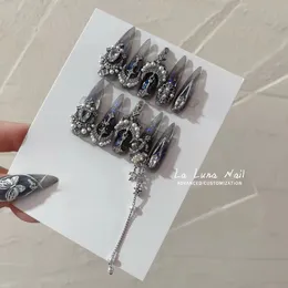 Ложные гвозди роскошные ручные жемчужины False Nails Paillette Powder с дизайном съемный напресс на ногтях
