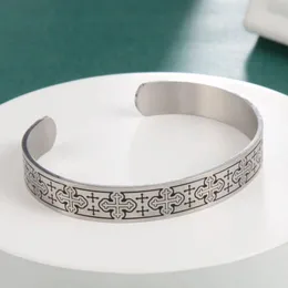 Bangle My Shape Open Mankiet Banles dla mężczyzn Kobiety Wzór krzyża ze stali nierdzewnej Regulowany bransoletka Vintage Religijna biżuteria Prezent biżuterii