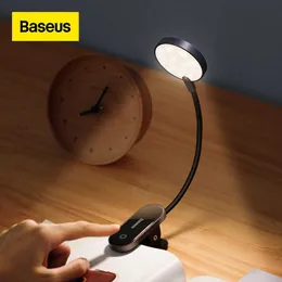 Night Lights Baseus LED Clip Table Lamp Stepless Dimmable Wireless Desk Lamp Touch USB Rechargeable Reading Light LED Night Light Laptop Lamp P230325