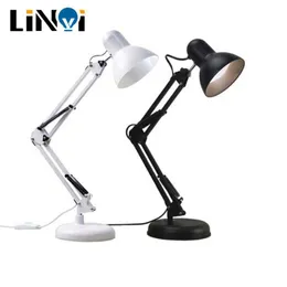 야간 조명 E27 접이식 테이블 램프 조절 가능한 금속 LED 책상 조명 스윙 긴 팔 사무실 연구 Morden Desk Desk Lamp P230325