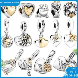 925 siver pärlor berlocker för pandora berlock armband designer för kvinnor cirkulära gyllene hjärtformade födelsedagsljus