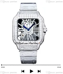 Tom Holland Dumont Swiss Ronda Quartz Mens Watch Paved Diamonds WHSA0007 w pełni lodowany obudowa Diamond i bransoletka szkielet rzymski super edycja puretime f6