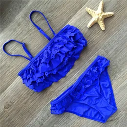 Swim Wear 7 16ears Barn Swimwear Falbala Girls Baby Kids Biquini Infantil Swimsuit Bikini Girl Summer Bathing Suit 230325