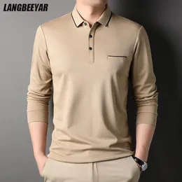 Herren-Poloshirts, erstklassige Modemarken-Designer, luxuriöse Herren-Poloshirts, normale Passform, einfarbig, lässig, Langarm-Oberteile, Herrenbekleidung 230325