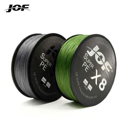 낚시 액세서리 Jof x8 150m 300m 500m / 546yds 꼰 낚시 라인 8 직물 15-100lb Smooth PE Multifilament Line Sea Fishing P230325