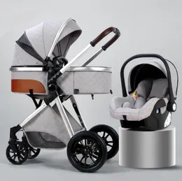 Ny baby barnvagn 3 i 1 hög landskap barnvagn som ligger på babyvagn fällbar barnvagn baby basinet puchair nyfödd1