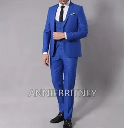 بدلات الرجال بليزرز ، بدلة زفاف للرجال للرجال Blue Slim Fit 2 قطعة (Blazer Pant) مصنوعة مخصصة بالإضافة إلى الحجم