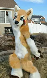 Husky Dog Fox Mascot Fur Abbigliamento Walking Halloween Suit Role Play Xmas Easter Adults Parade