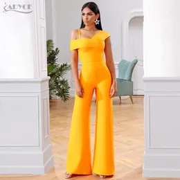 Abito da due pezzi Adyce 2023 Summer Orange Pieces Set sexy Spaghetti Strap Short Short Top Pants Long Pants Women Fashion Club Party