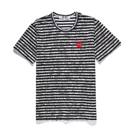 Designer TEE Men's T-shirts CDG Com Des Garcons PLAY Red Heart Short Sleeve T-shirt Striped Royal Blue/White Large Size tee