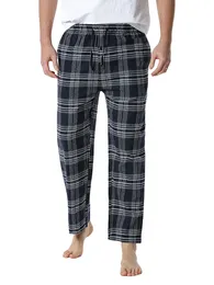 Men's Pants Men s Flannel Pajama Elastic Waist Plaid Lounge Bottoms with Pockets 230325