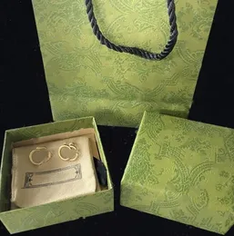 Gulddesigner för Women Hoop Stud Letter Earrings Smycken med Box Set Valentine Day Gift Engagement