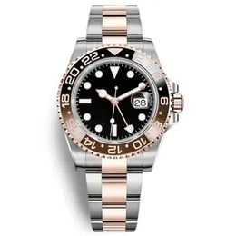 시계 GMT 자동 기계식 스테인리스 스틸 접힌 버클 사파이어 유리 유리 세라믹 코카인 베젤 캘린더 비즈니스 멀티 타임 존 Montre De Luxe Luxury Watches