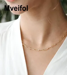 سلاسل Mveifol المقاوم للصدأ ورقة مقطع الرابط قلادة للنساء paperclip choker Jewelry5038946