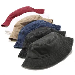 Stingy Brim Hats Fisherman Vintage Denim Bucket Outdoor Men Women Washed Cotton Panama Fashion Hip Hop Gorros Bob 230325