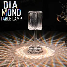 Nattlampor Crystal Diamond Table Lamp Touch Control RGB Color Light Bedroom Romantic Atmosphere Lamp Acrylic USB Raddbar nattljus P230325