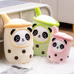 23-70cm Novo estilo Kawaii Panda Bubble Tea Cup Plelow Pillow Pillow macio com tubos de sucção Boba Copa Cushion Presente criativo