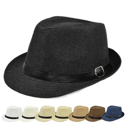 Stingy Brim Hats Summer Womens Men Boater Beach Wide Side Casual Panama Lady Classic Flat Bowknot Straw Women Fedora 230325