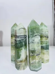 Decorative Figurines Natural Crystal Point 70-80mm Caribbean Calcite Healing Stone Energy Obelisk Tower Quartz Wand For Home Decor