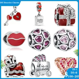 925 Pandora Charm 팔찌를위한 Siver Beads Charms 여성용 심장 입술 선물 베이비 캐리지